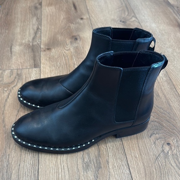 Ash Women’s Wino Ankle Bootie Black Leather Studded Rim Size 7.5 / EU 38 - Picture 4 of 9